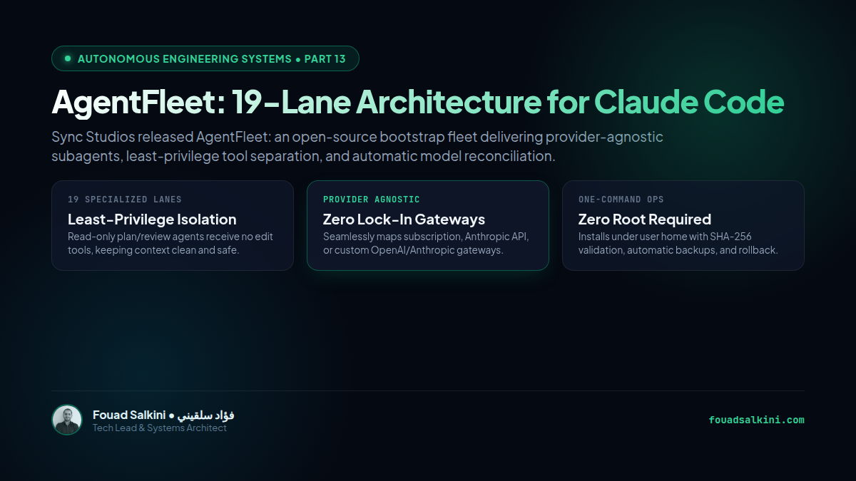 AgentFleet: Inside the 19-Lane Provider-Agnostic Subagent Architecture for Claude Code