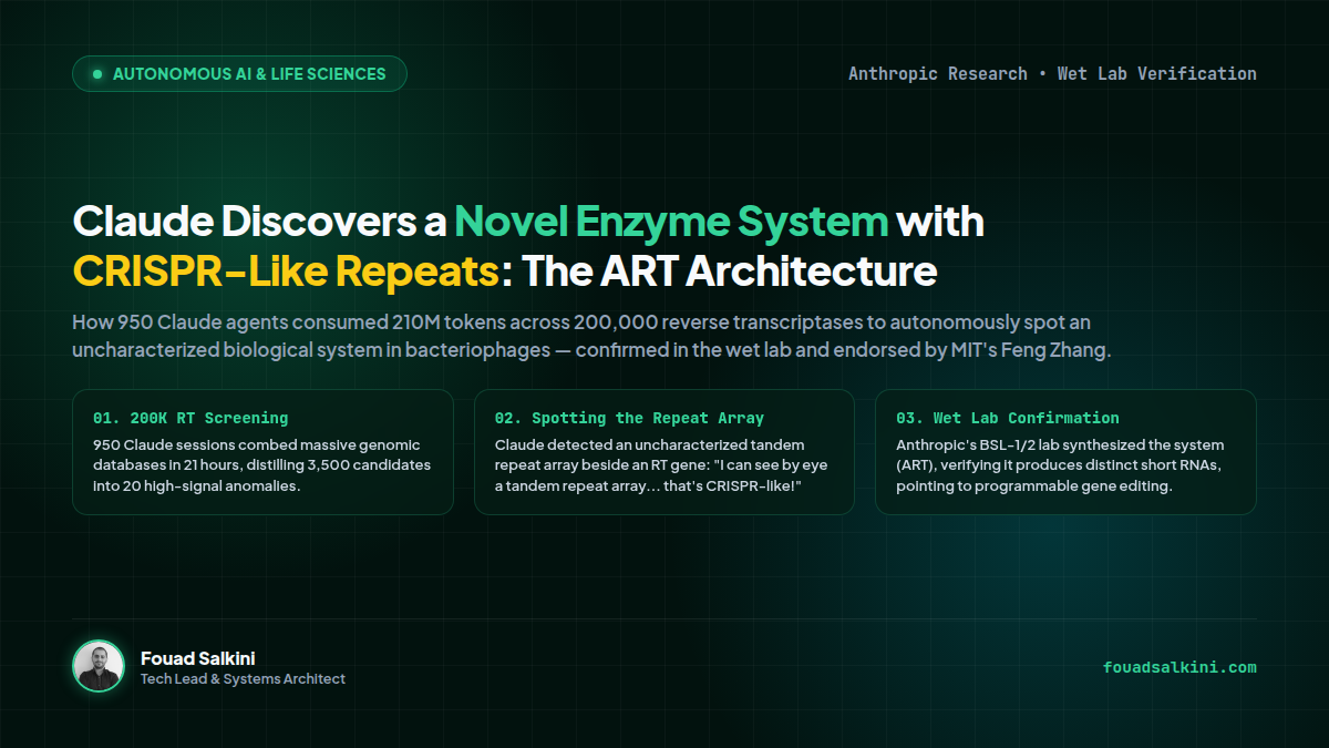 Claude Discovers a Novel Enzyme System with CRISPR-Like Repeats: The ART Architecture and the Future of Autonomous Scientific Discovery