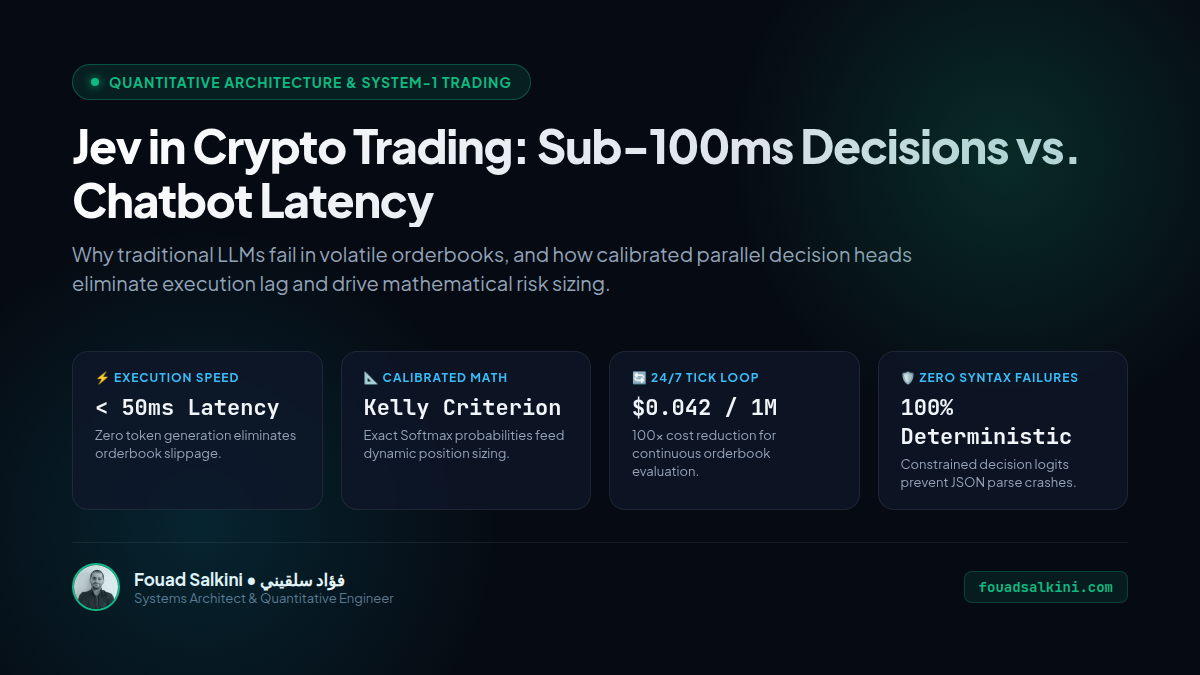 Jev in Quantitative Crypto Trading: Why Sub-100ms Calibrated Decisions Beat Chatbots for Orderbook Alpha