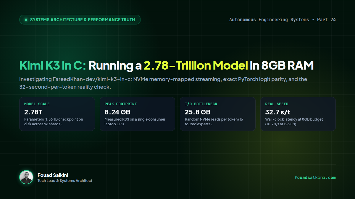 Kimi K3 in C: Running a 2.78-Trillion Model in 8GB RAM — Feasibility, Physics, and the Performance Reality