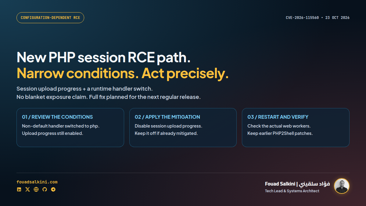 PHP CVE-2026-115560: A Narrow Session RCE Path and the Mitigation to Apply Now