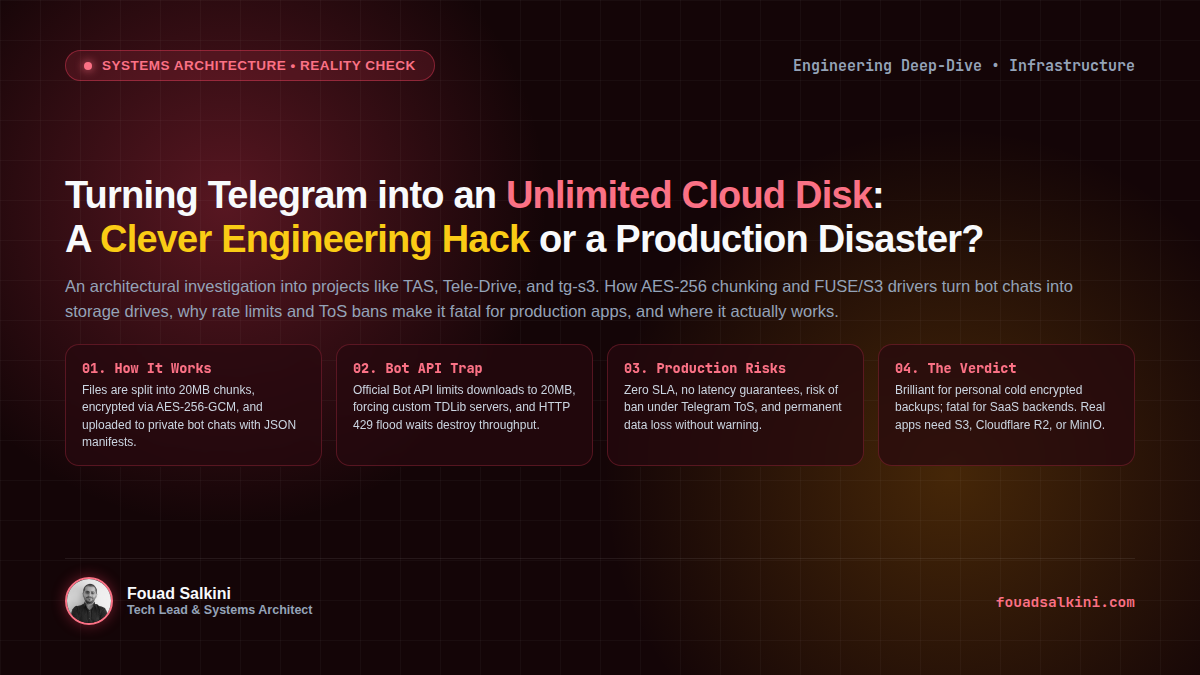 Turning Telegram into an Unlimited Cloud Storage Disk: A Clever Engineering Hack or a Production Disaster?